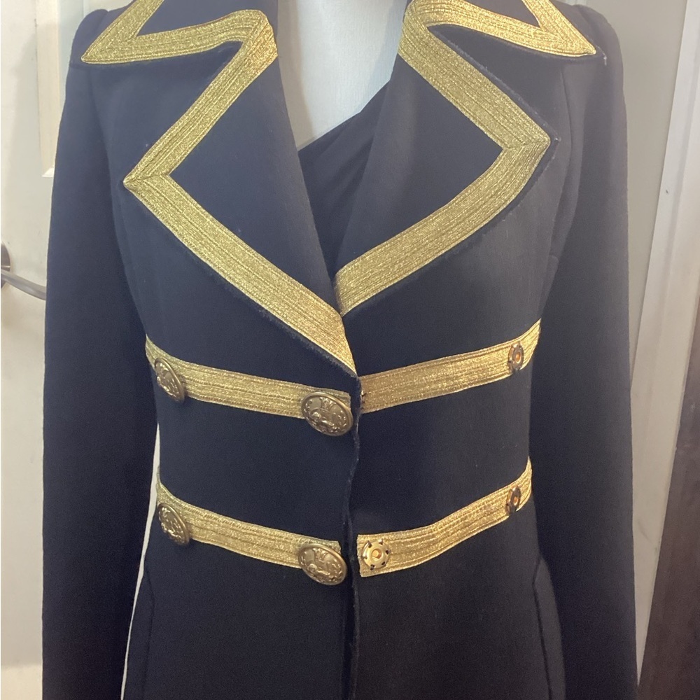 Dolce & Gabbana Black Trench Coat with Gold Embellishments